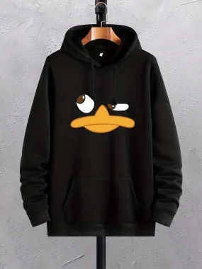 OB Cartoon Duck Print Graphic Hoodies