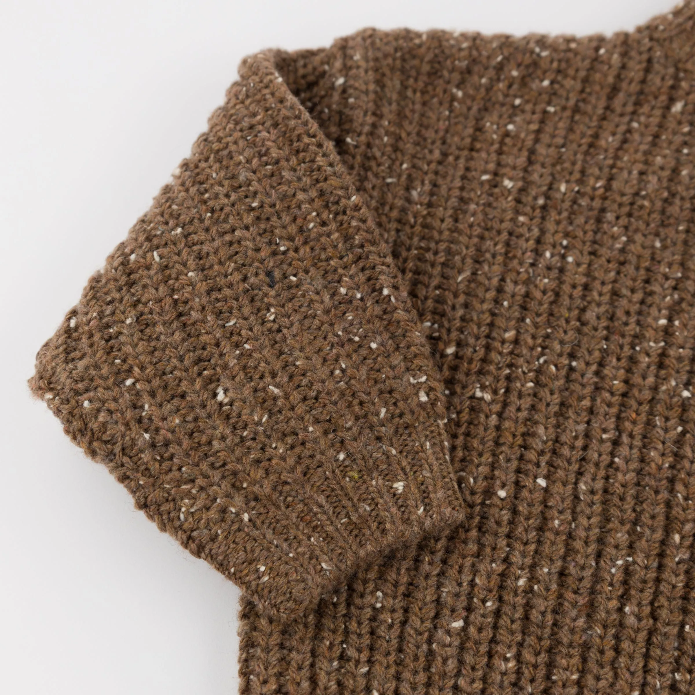 oh baby! Speckle Knit Grandpa Knitted Pullover Sweater - Chocolate