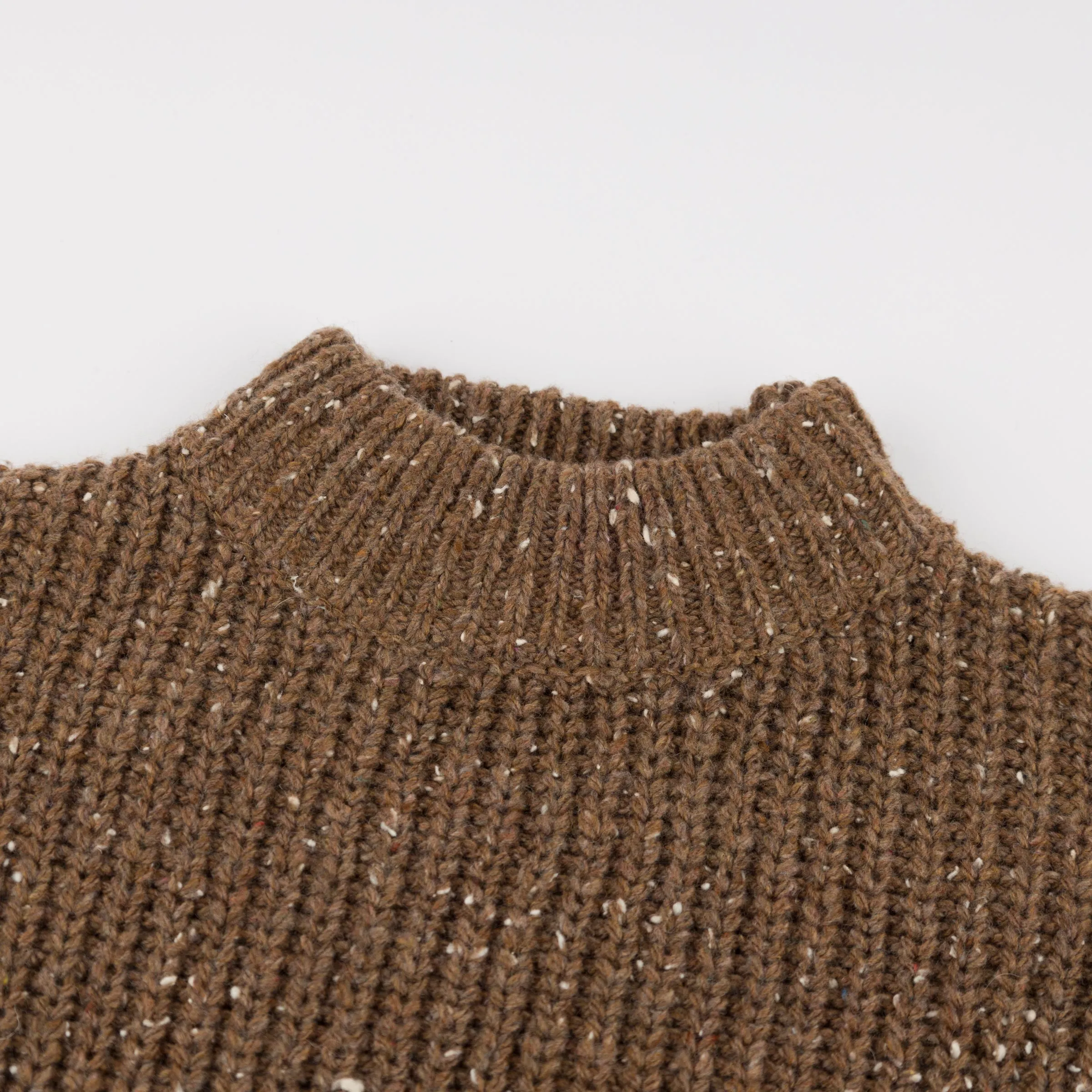 oh baby! Speckle Knit Grandpa Knitted Pullover Sweater - Chocolate