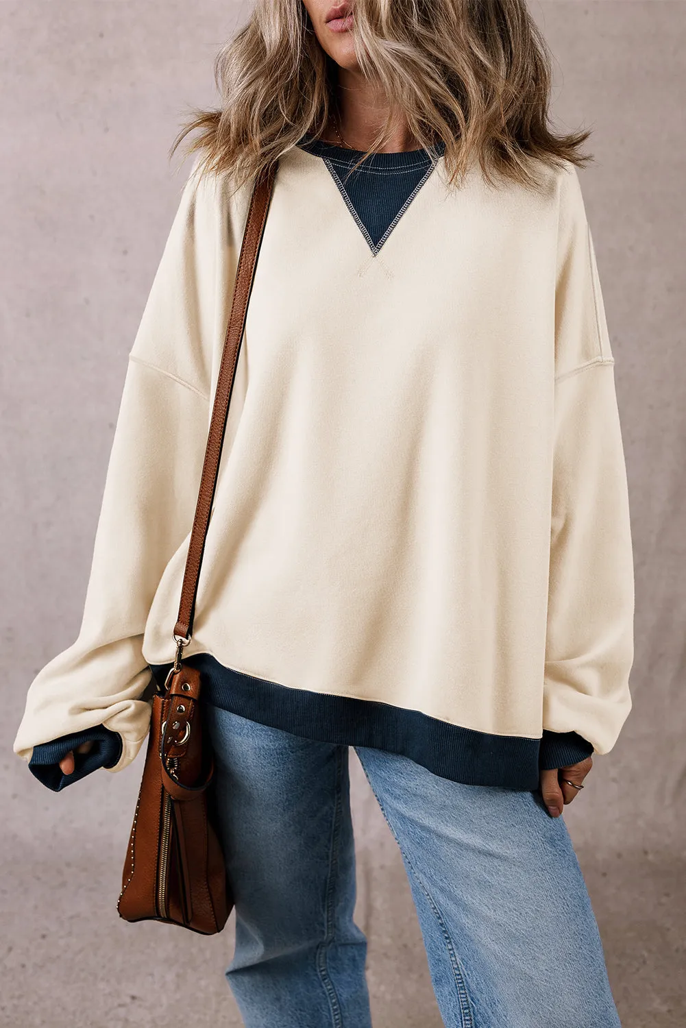 Patch Drop Shoulder Oversized Sweatshirt