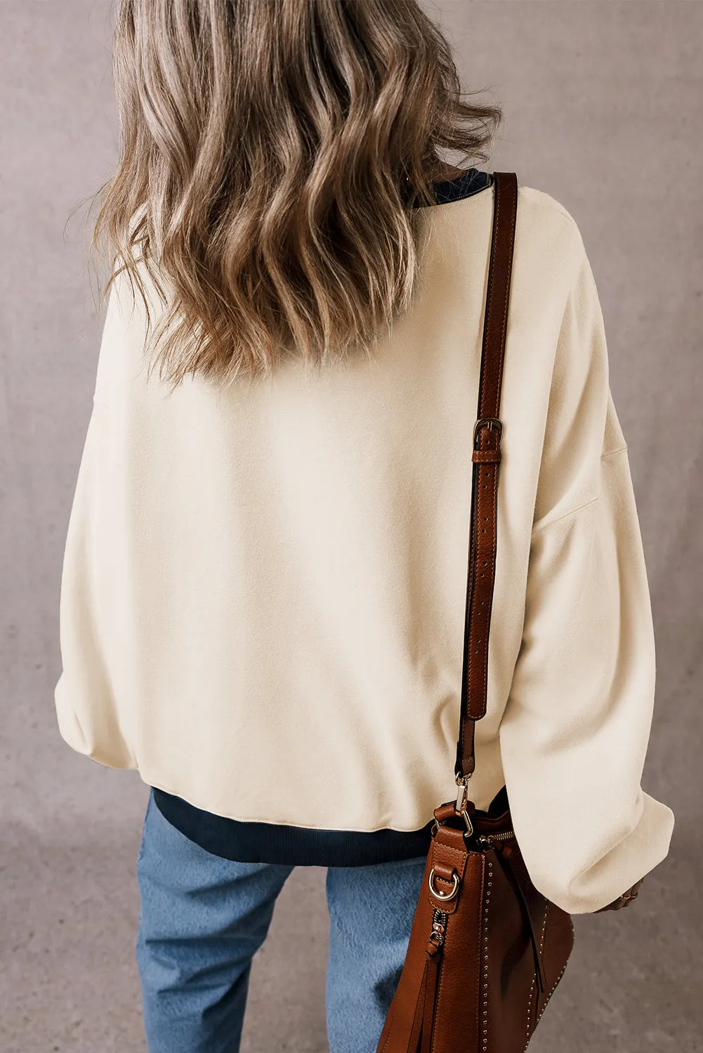 Patch Drop Shoulder Oversized Sweatshirt