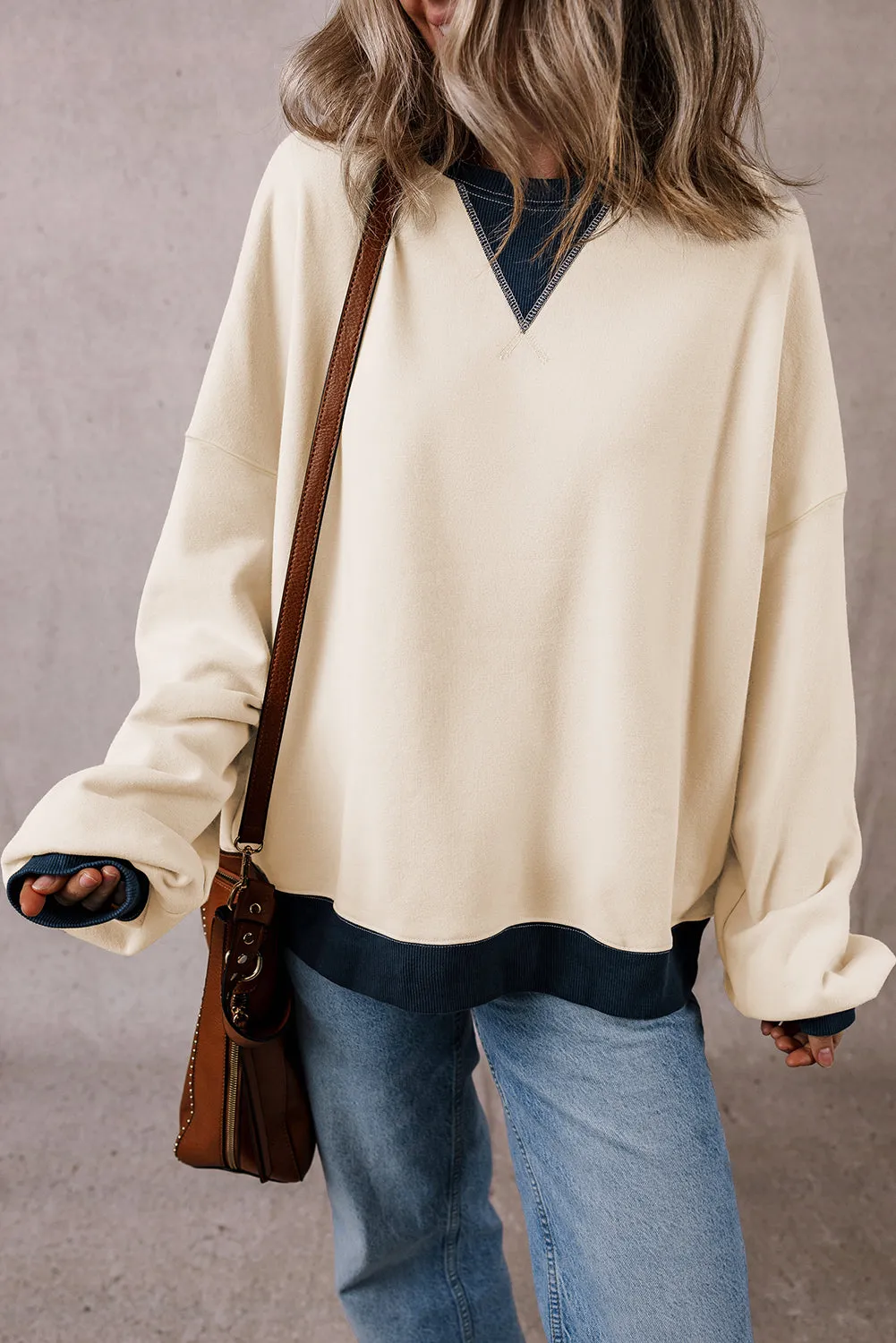 Patch Drop Shoulder Oversized Sweatshirt