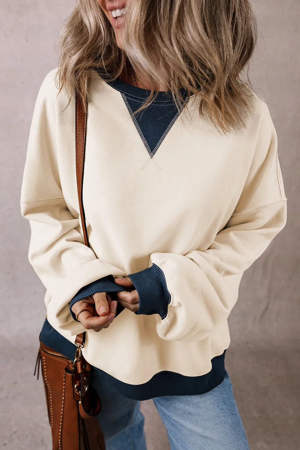 Patch Drop Shoulder Oversized Sweatshirt