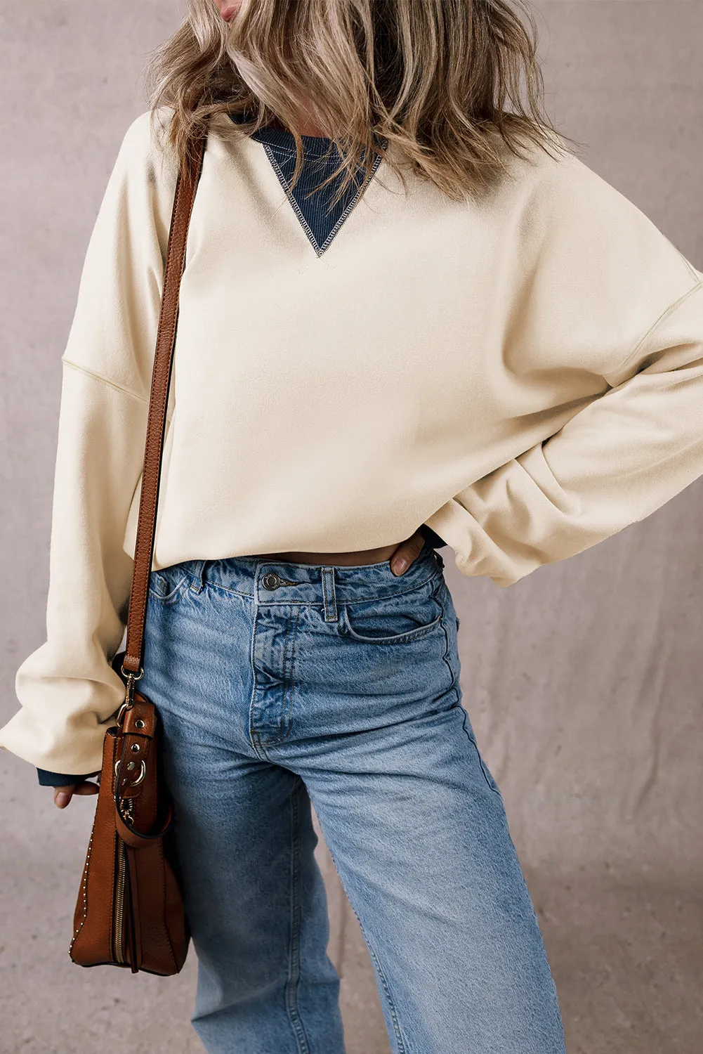 Patch Drop Shoulder Oversized Sweatshirt