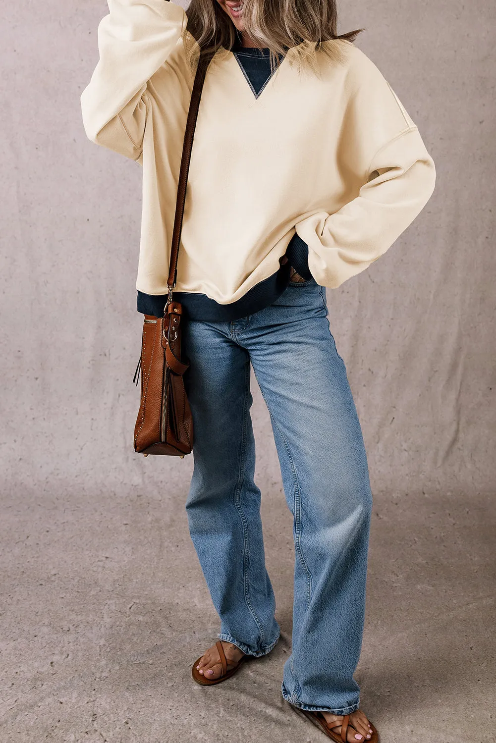 Patch Drop Shoulder Oversized Sweatshirt