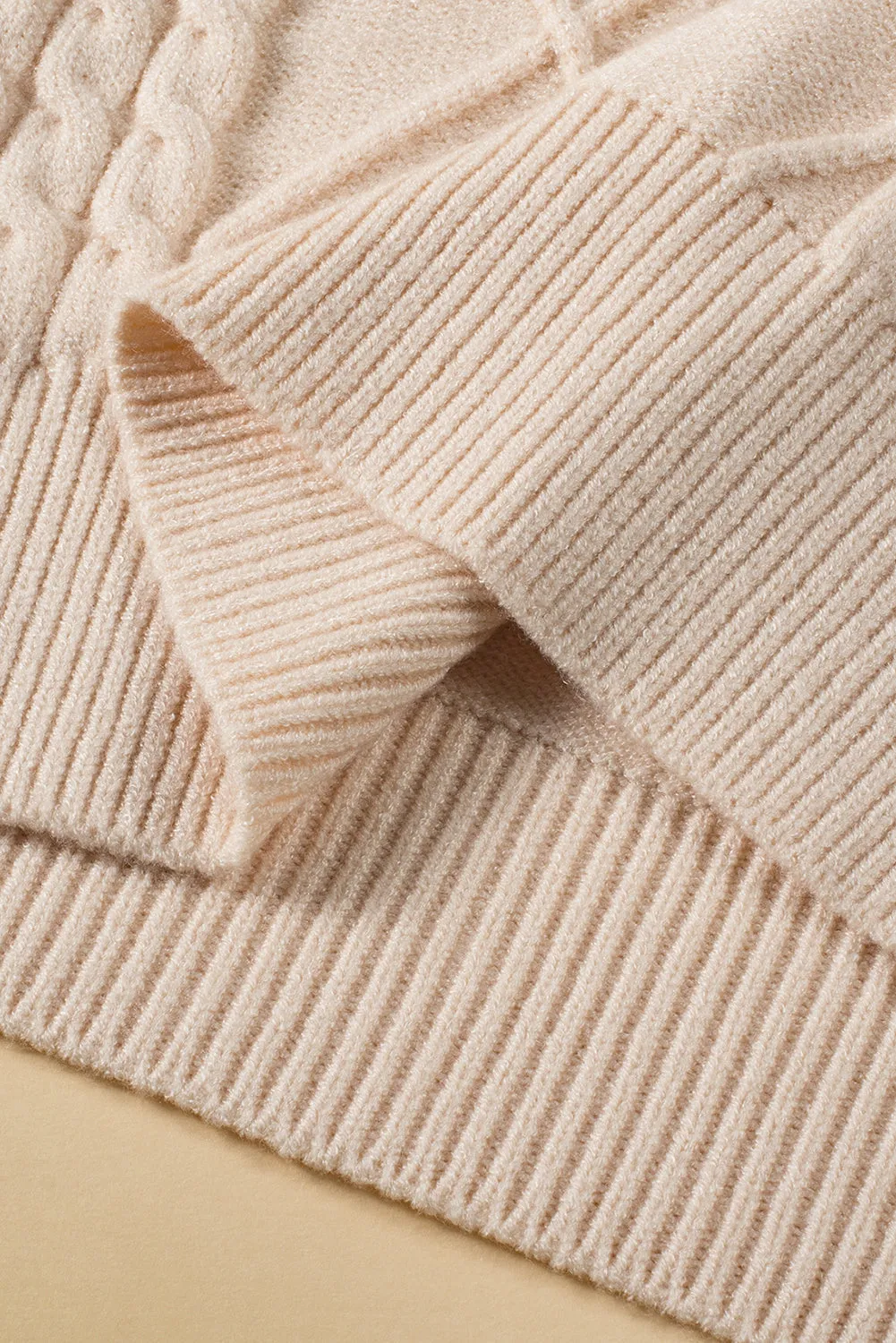 Plus Cable Knit Mock Neck Sweater