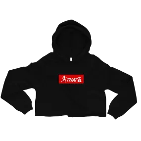 "W. Sup. Chase That bag" Black (Red logo) Crop Hoodie