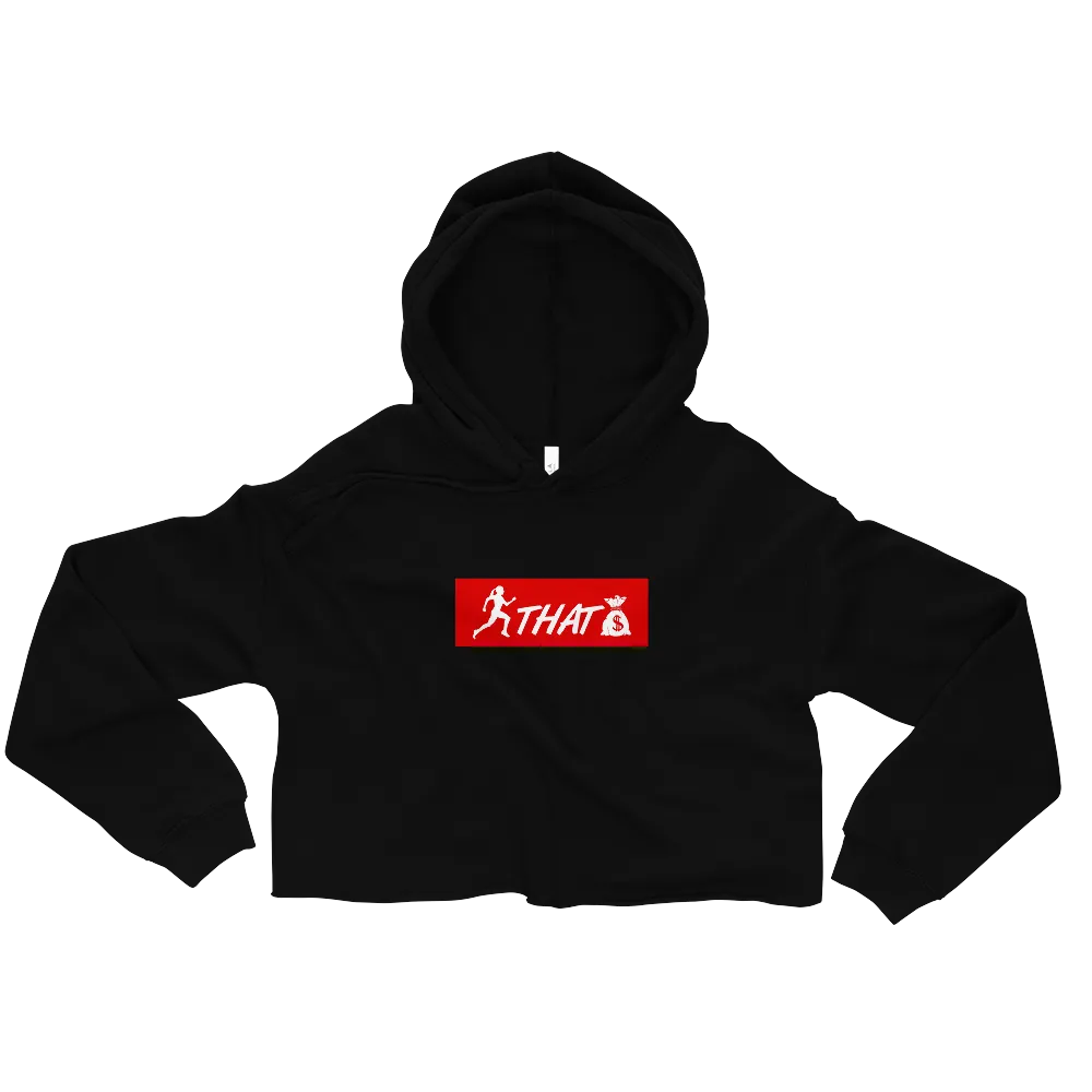 "W. Sup. Chase That bag" Black (Red logo) Crop Hoodie