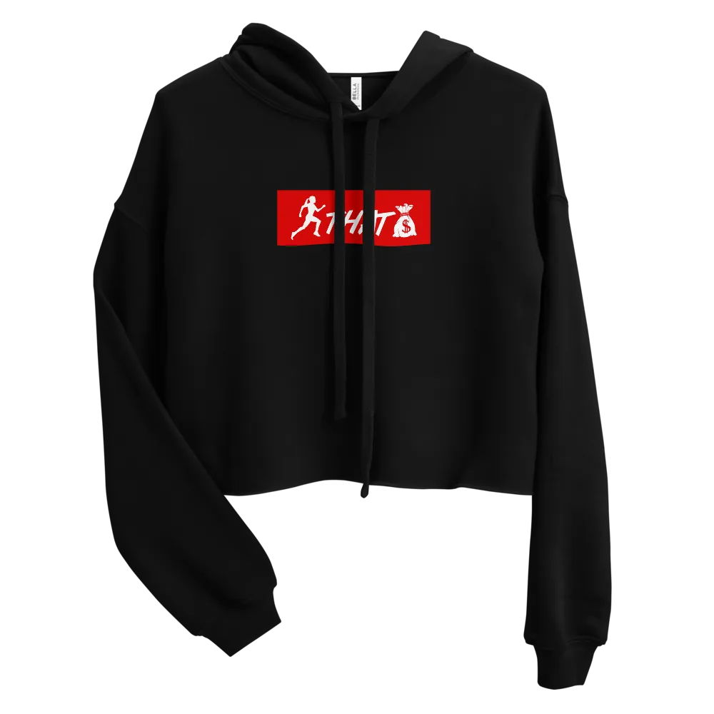 "W. Sup. Chase That bag" Black (Red logo) Crop Hoodie