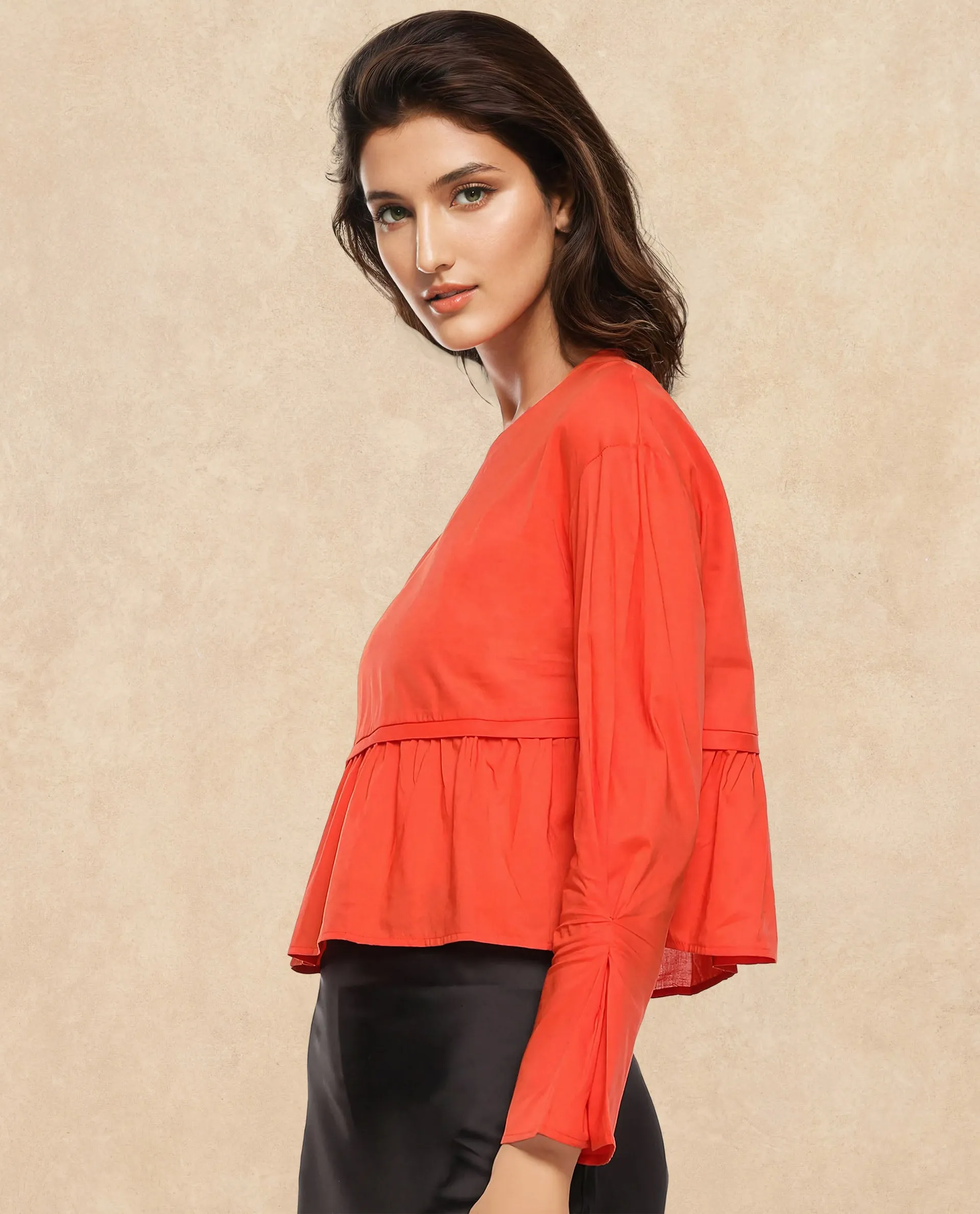 Rareism Women Kingwell Orange Plain Top