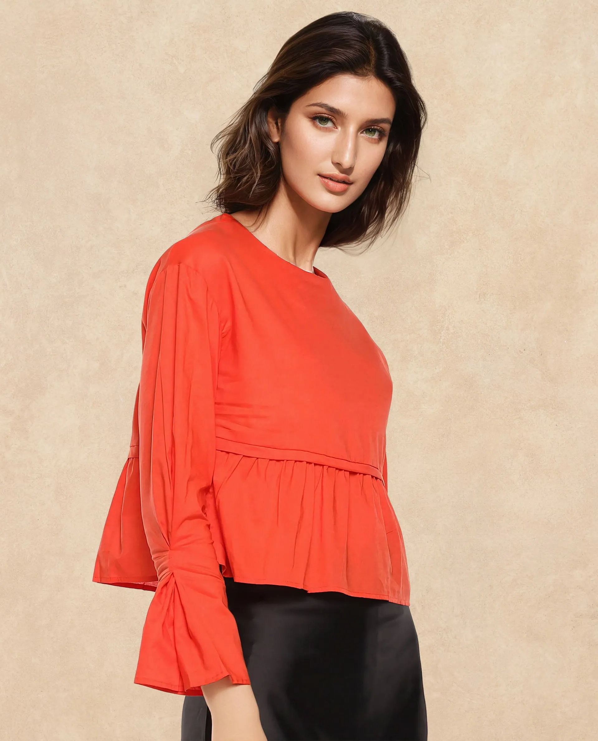 Rareism Women Kingwell Orange Plain Top