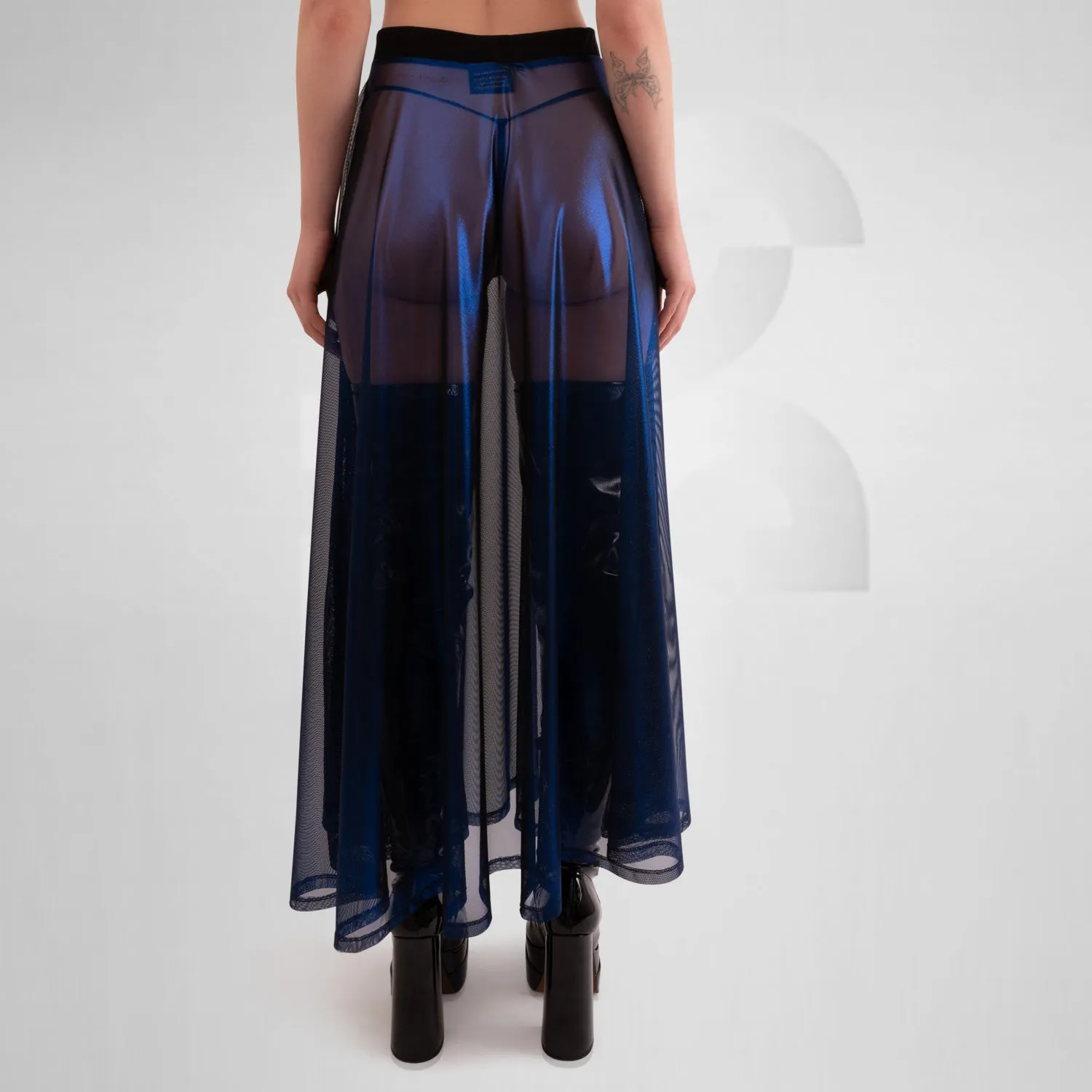 Sheer Metallic A-Line Maxi Skirt