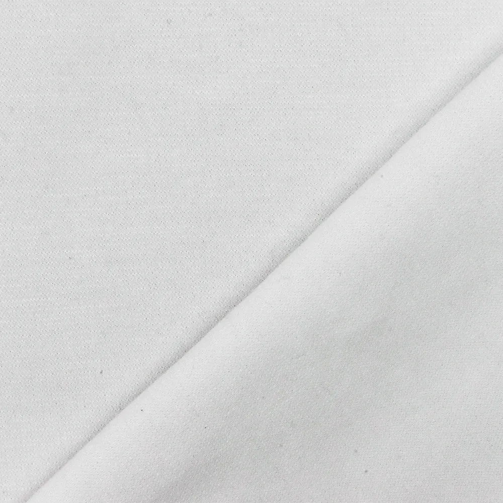 Soft White Solid Stretch Interlock Activewear Fabric