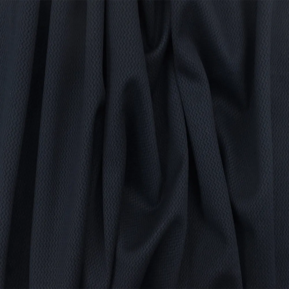 Stark Blue-Black Mini Wave  Stretch Jacquard Double Knit Fabric