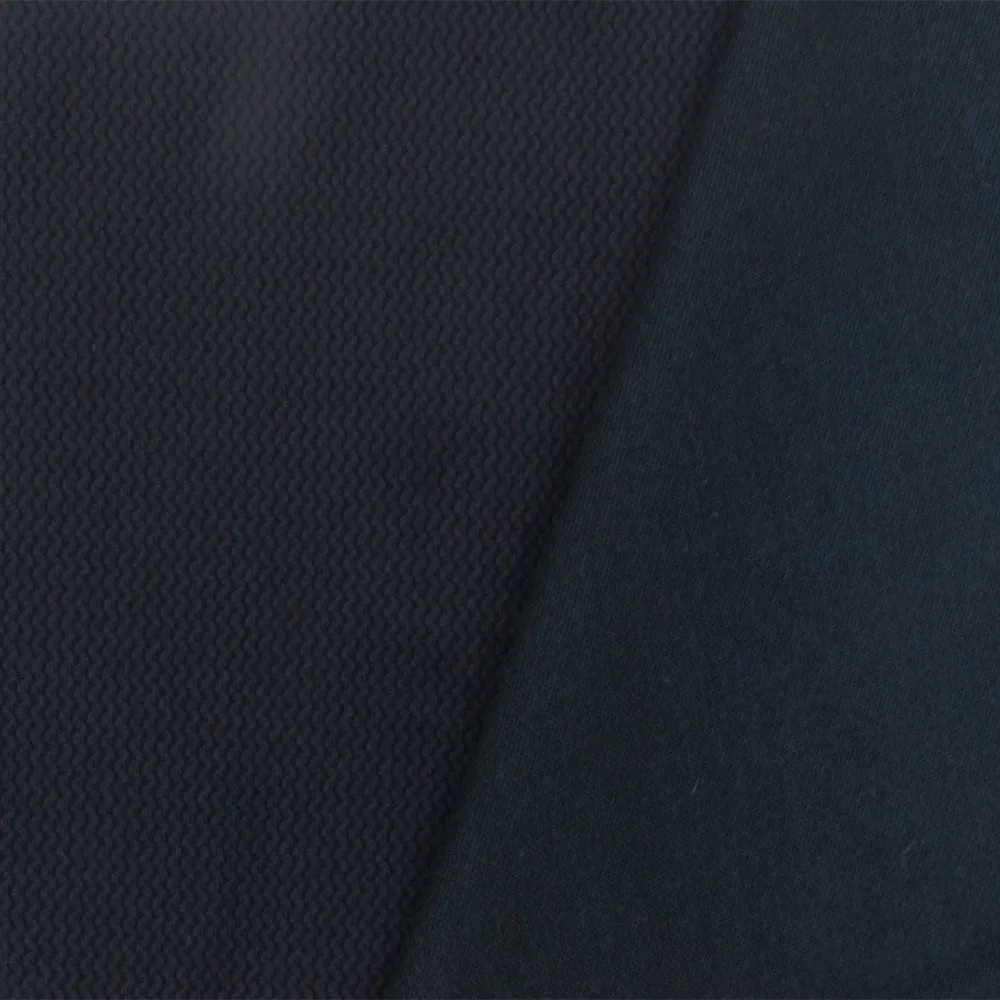 Stark Blue-Black Mini Wave  Stretch Jacquard Double Knit Fabric