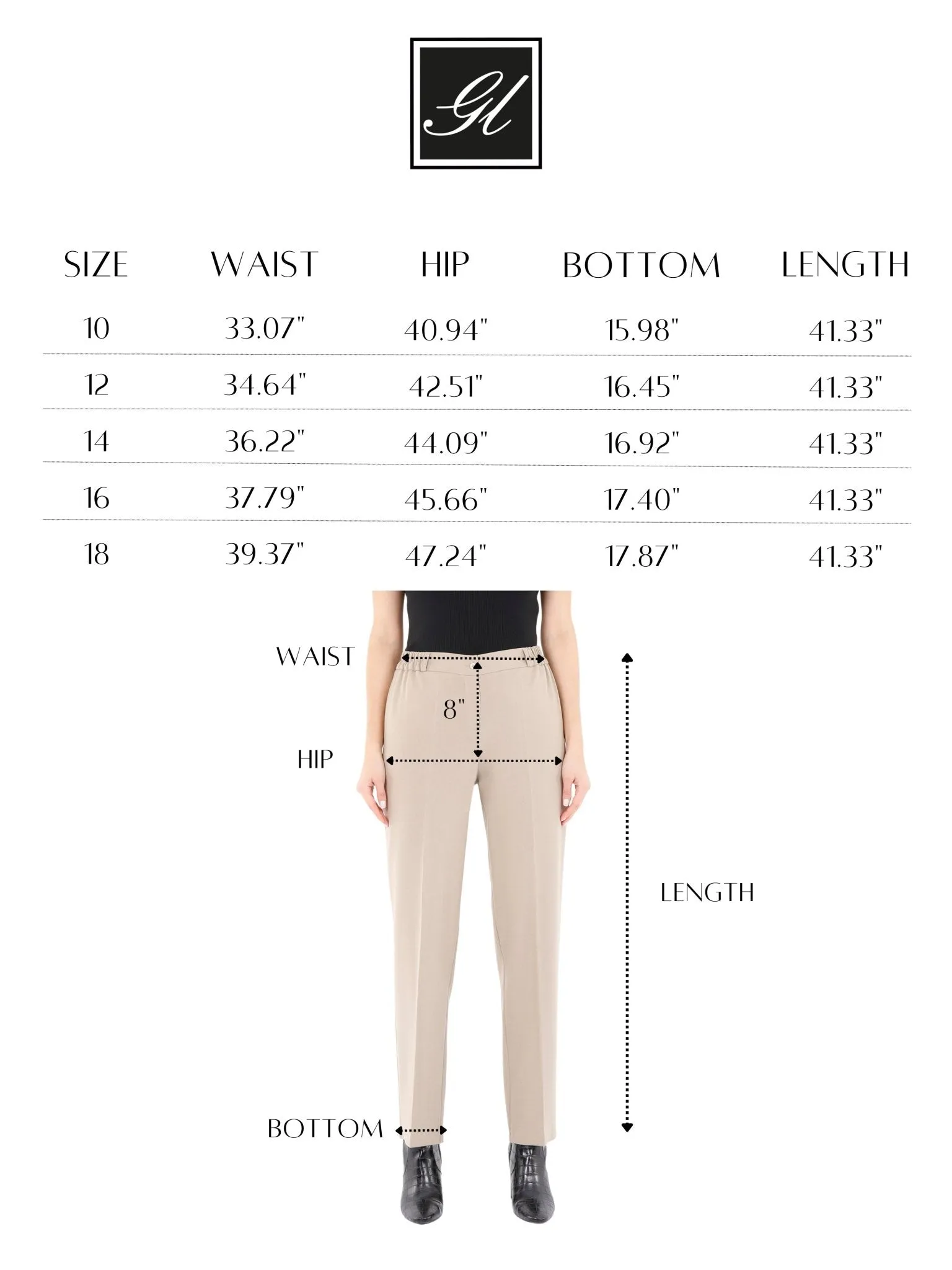 Straight Pants with Elastic Waistband and Zipper Combined