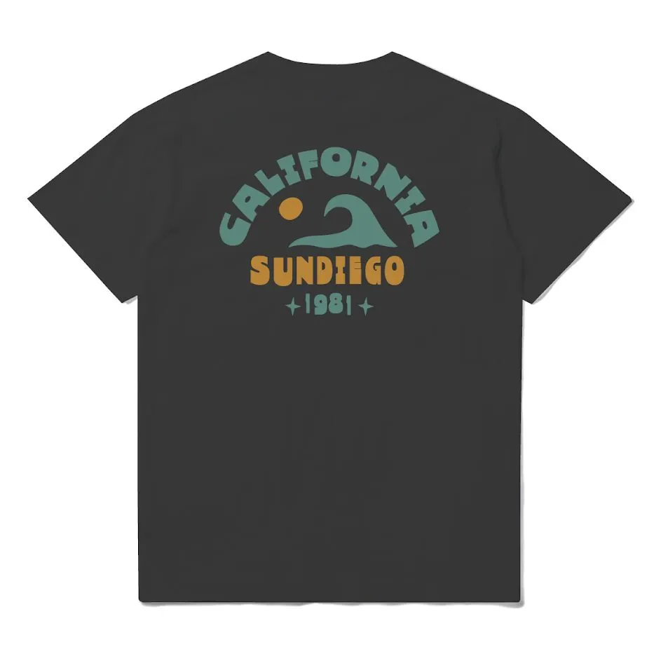 Sun Diego CALIFORNIA WAVE T-Shirt - VINTAGE BLACK