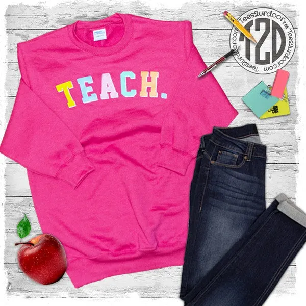 Teach Color Block Letter Sweatshirt