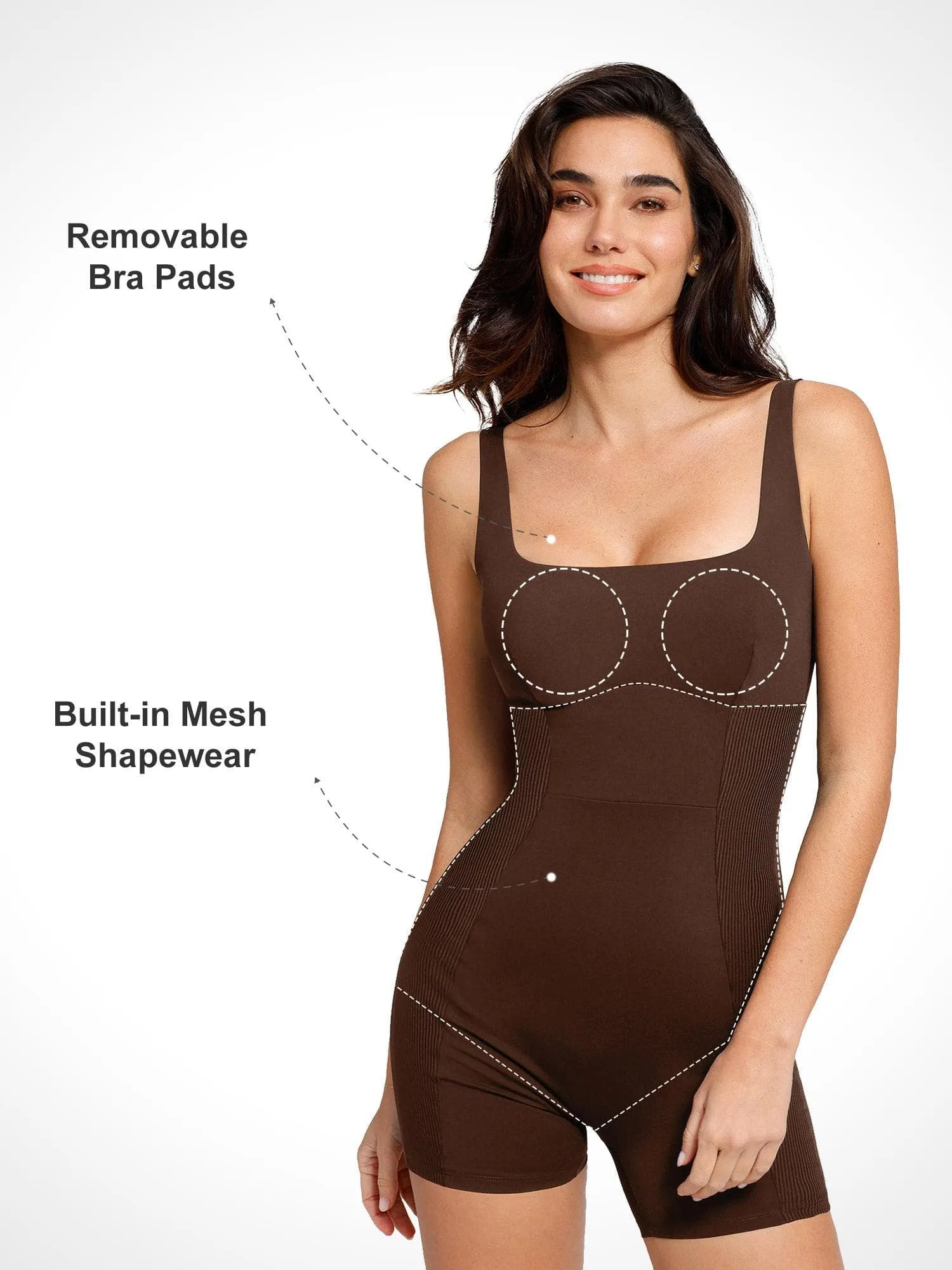 The Shapewear Romper Square Neck Patchwork