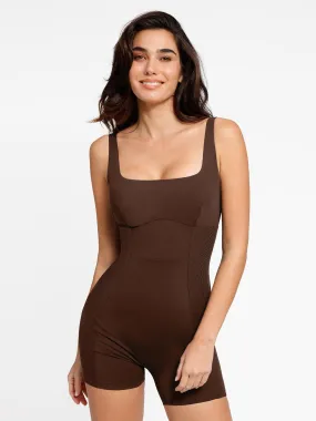 The Shapewear Romper Square Neck Patchwork