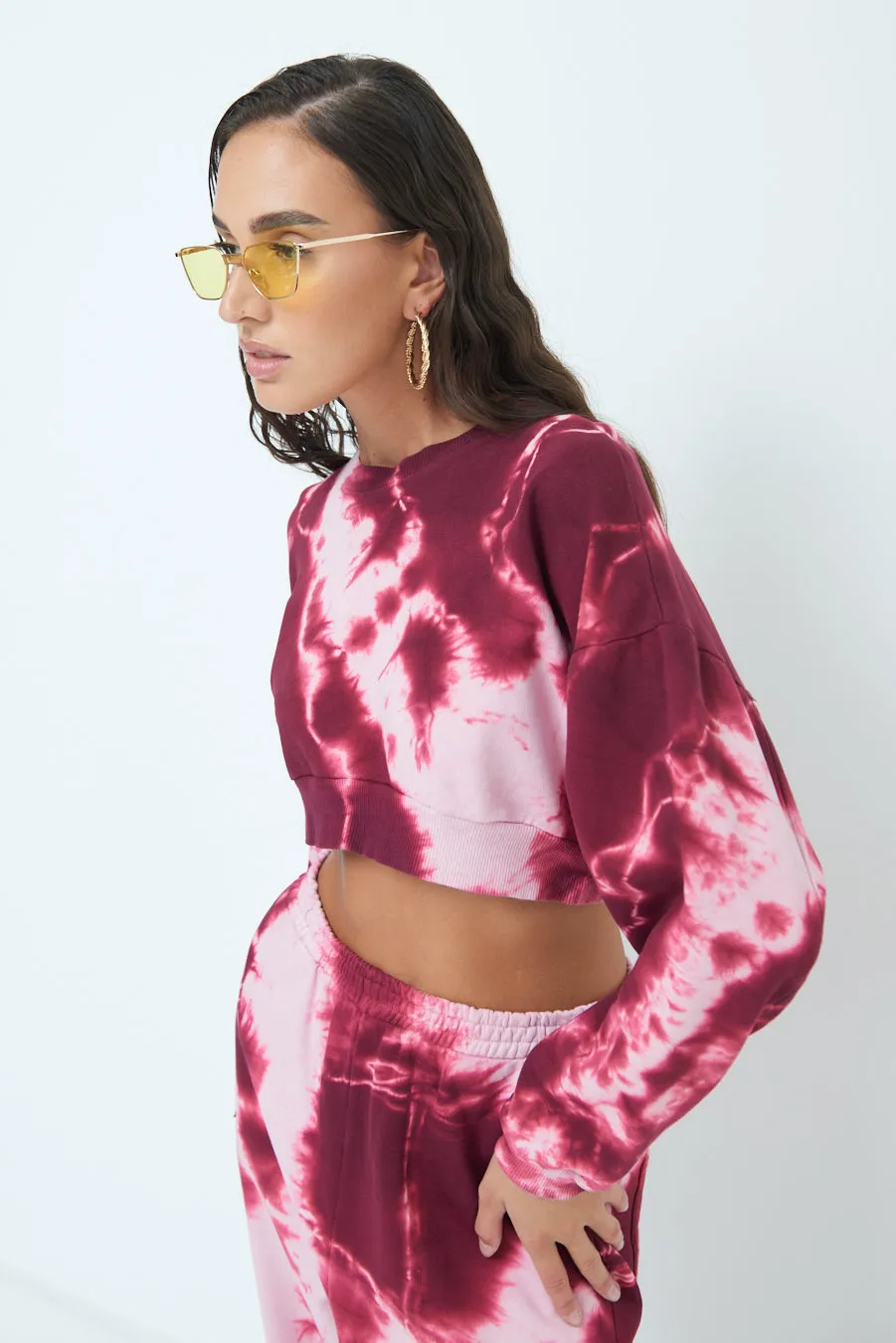 Tie-dye cropped sweatshirt wholesale