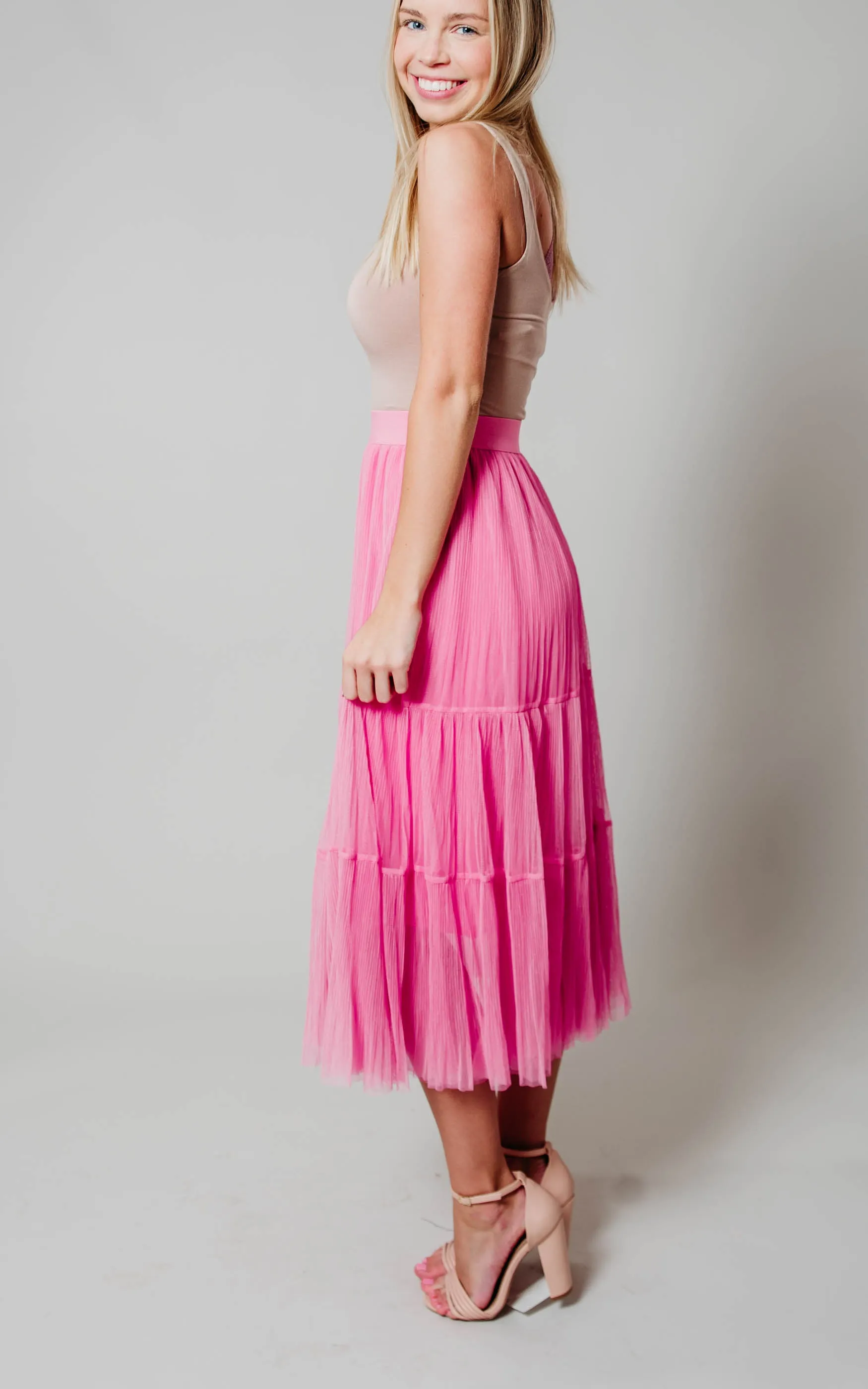 Tiered Rose Tulle Skirt