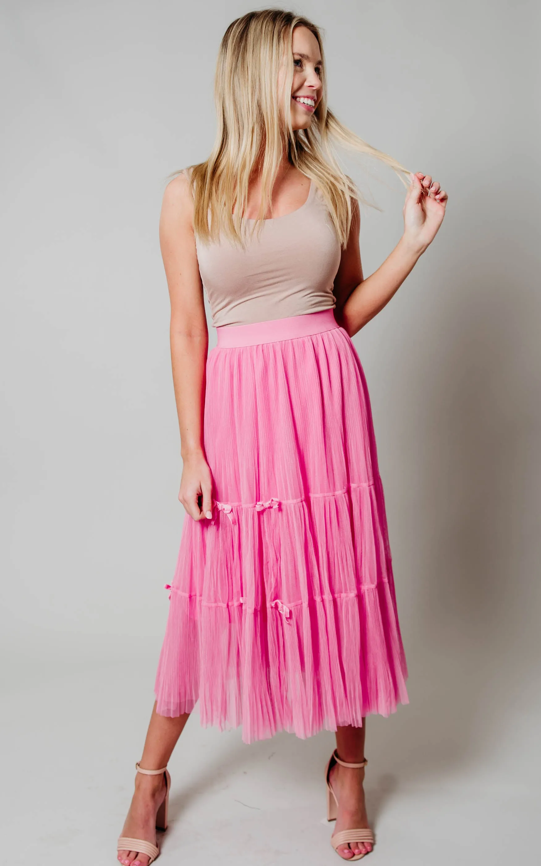 Tiered Rose Tulle Skirt