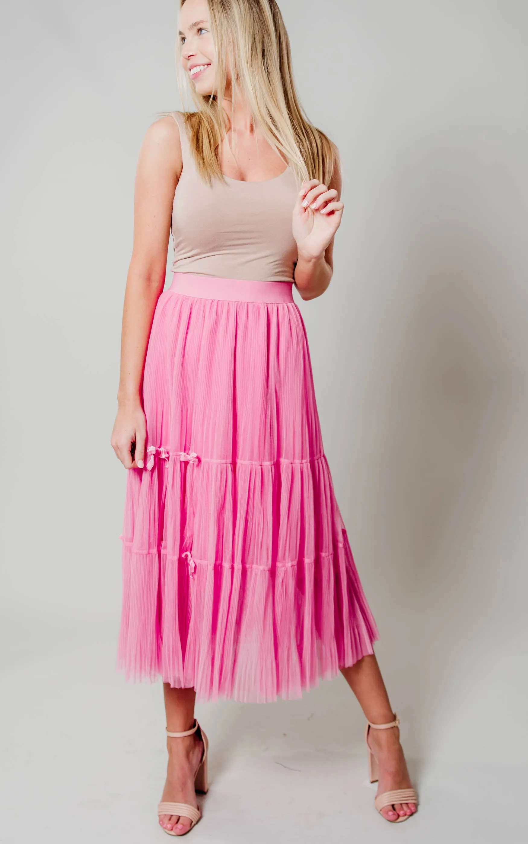 Tiered Rose Tulle Skirt