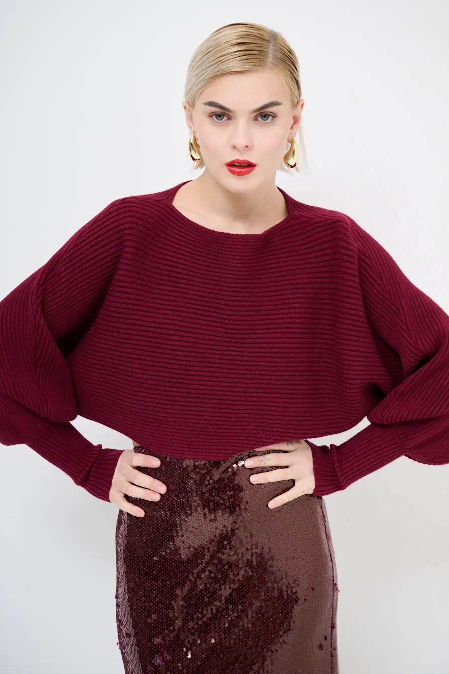 Trendy cropped ribbed sweater wholesale