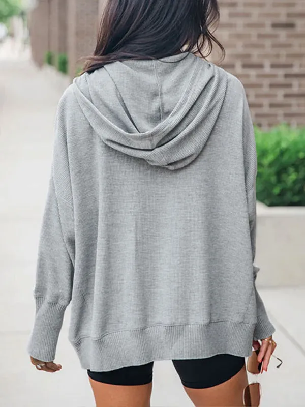 Trendy Polo Collar Hooded Sweatshirt for Women