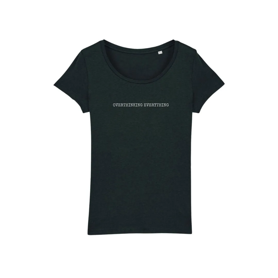 Womens Black & White Overthinking Everything Super Soft Modal Tee