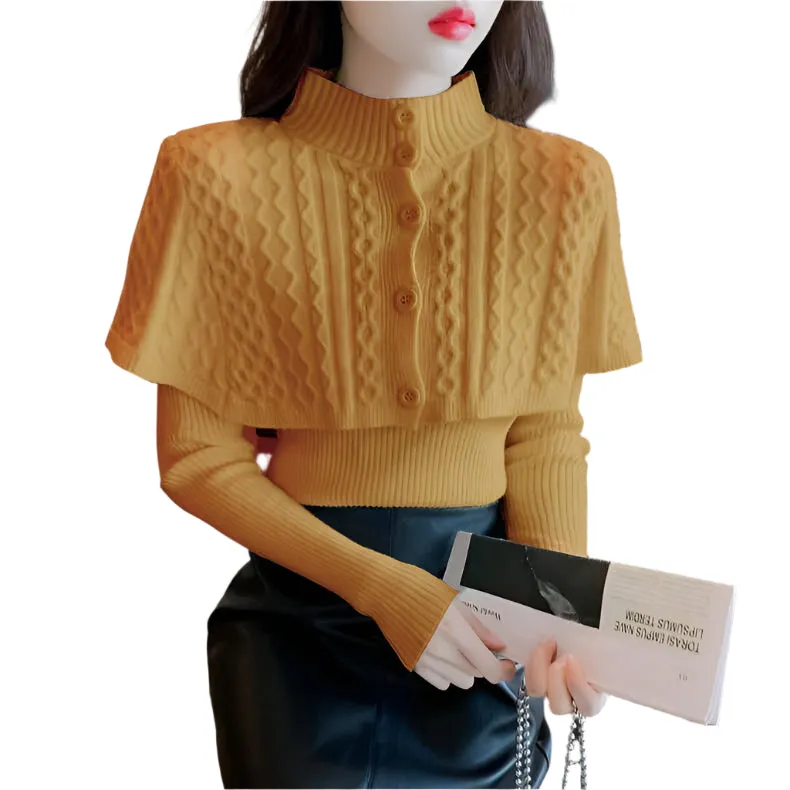 Women's Half Turtleneck Western Style Knitted Sweater Top