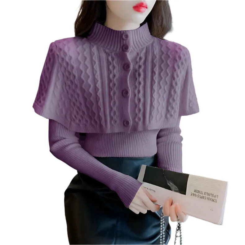 Women's Half Turtleneck Western Style Knitted Sweater Top