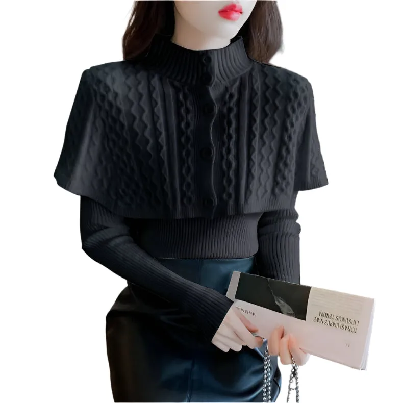 Women's Half Turtleneck Western Style Knitted Sweater Top