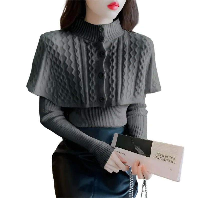 Women's Half Turtleneck Western Style Knitted Sweater Top