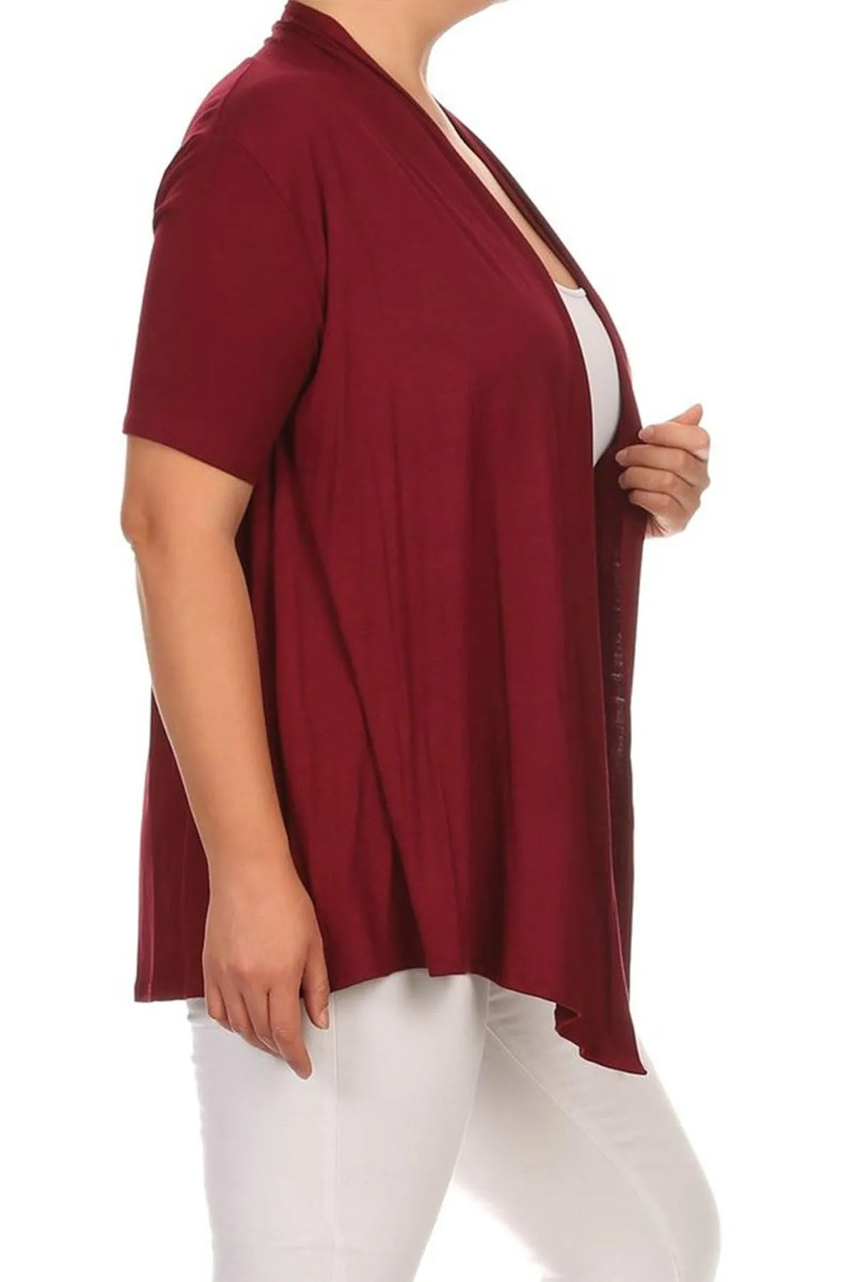 Women's Plus Size Casual Short Sleeve Loose Fit Solid Draped Open Cardigan (Pack of 2)